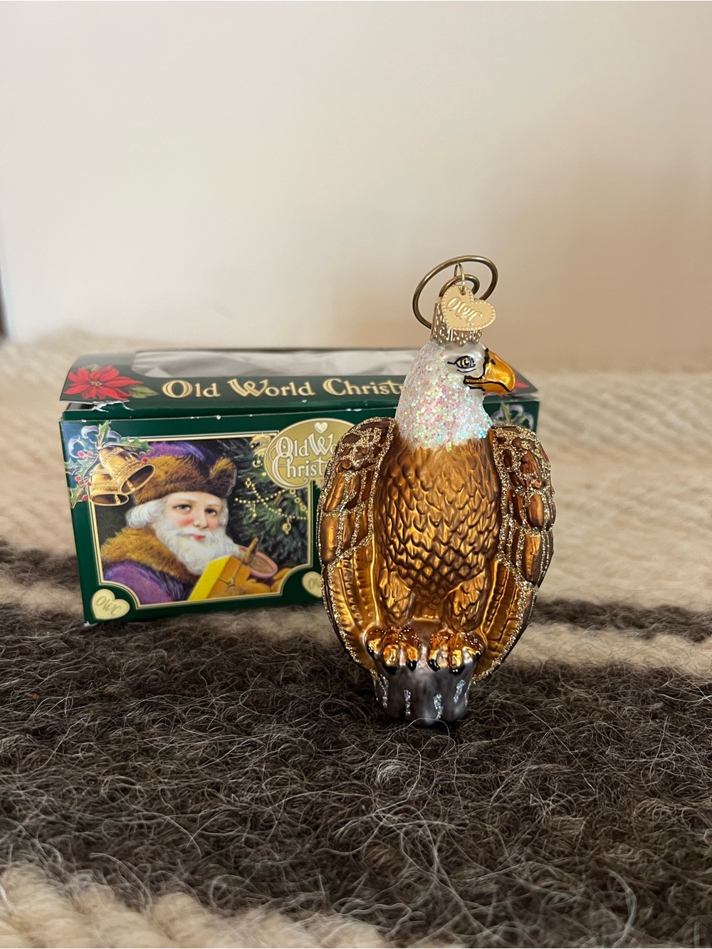 Old World Christmas Bald Eagle Glass Ornament w/ Box